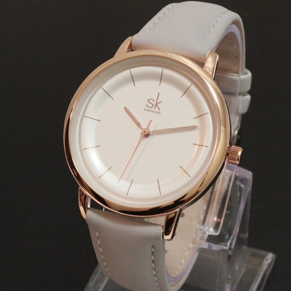 Ladies Dress Quartz Watch White Dial Grey Strap 38mm - Picture 4 of 14